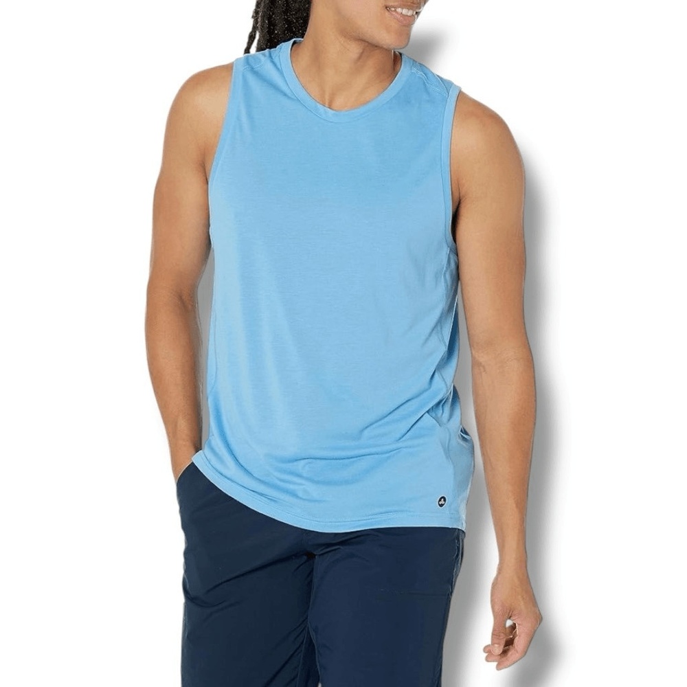 NWT prAna Mission Trails Tank Mens Size Small S in Clear Sky Blue